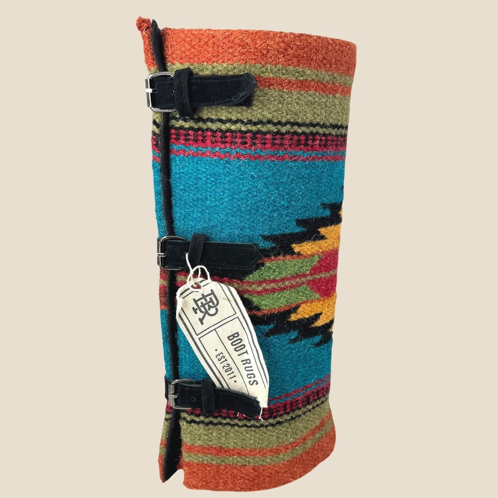 New Boot Rugs Boot Covers Women‎ OS Blue Southwestern Aztec Wool Leather Cowgirl